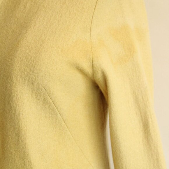 Vintage 1960s Coat Dress, Fred Roithschild Yellow Wool - Picture 4 of 10
